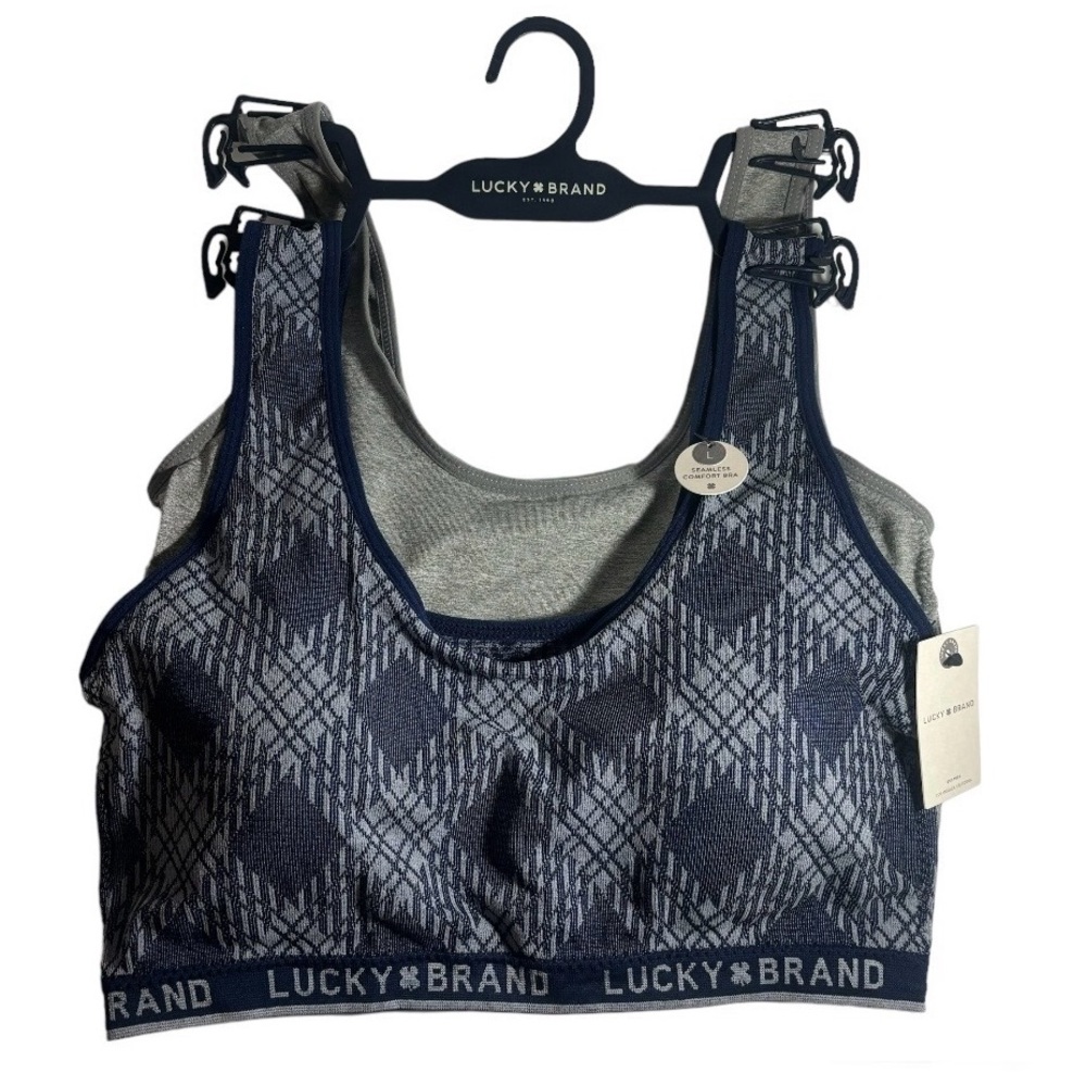 Lucky Brand Bras Seamless Comfort Bras Navy Blue and Gray Size Large Two Pack - Picture 2 of 15